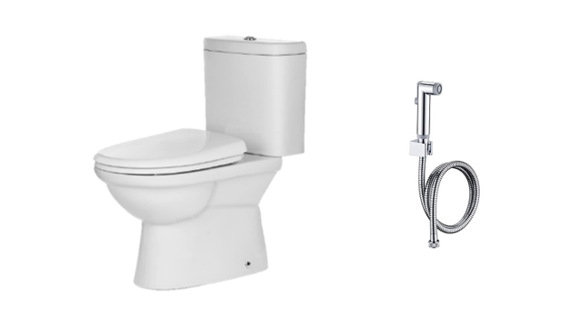 Photo of toilet bowl and bidet