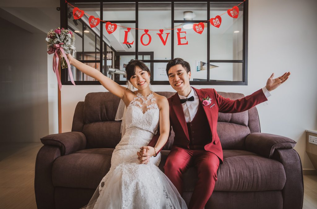 Hui Wen and Jonathan getting married in an HDB flat