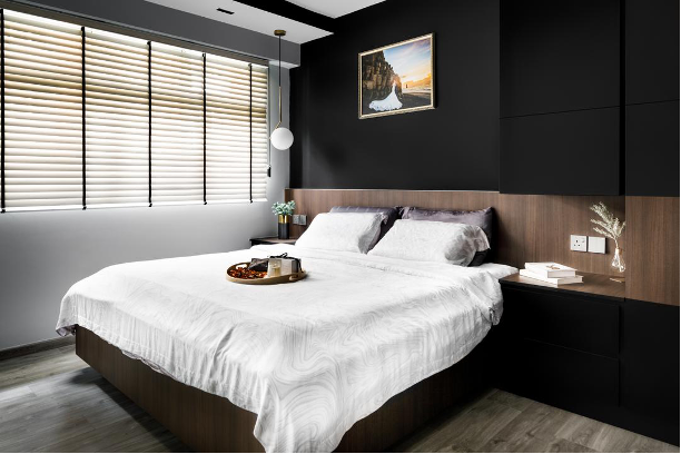 Bedroom with dark interior