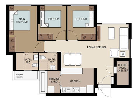 5-room flat floor plan