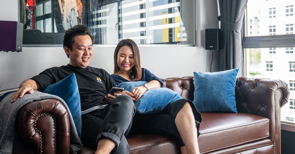 Daniel and Mang Ling in their smart home at Punggol Residences