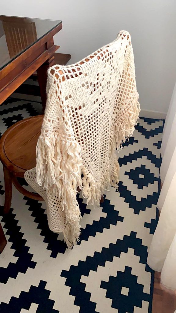 Woolen shawl in dining room