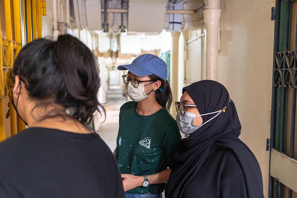 Volunteers check in on the residents from time to time
