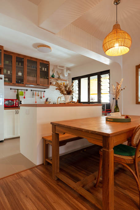 Dining area of Japanese inspired woody home at Tampines2