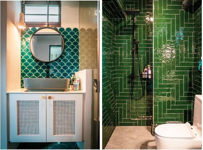 Tiled bathrooms in HDB flats