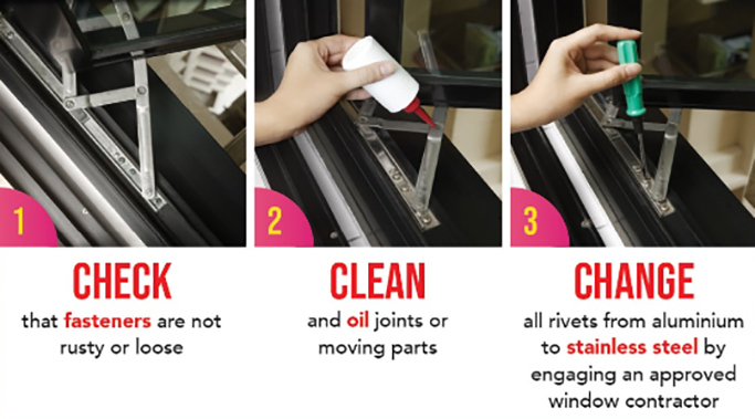 Infographics on casement window maintenance