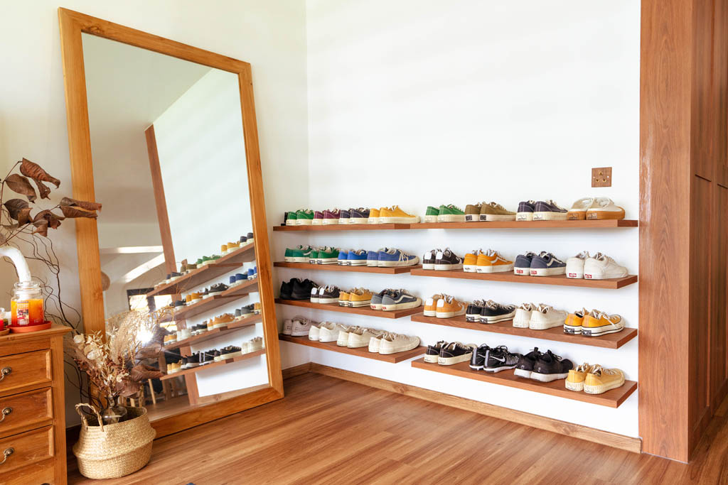 Shoe rack of Japanese inspired woody home at Tampines