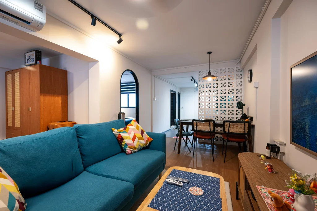 Overview of a living room in an HDB flat