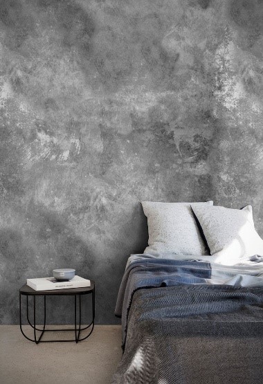 Photo of bedroom with screed walls
