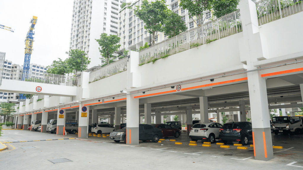 One of the HDB car parks at Punggol Northshore